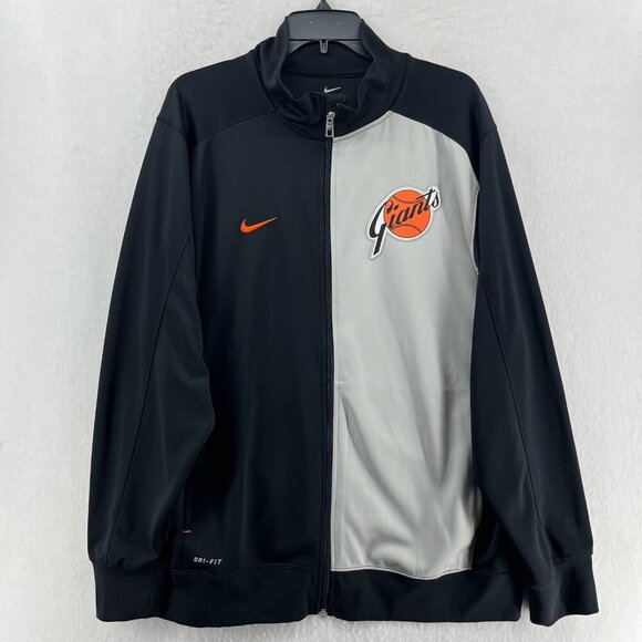 San Francisco Giants Cooperstown Collection Track Jacket Men XL Black Gray Nike - Picture 1 of 13